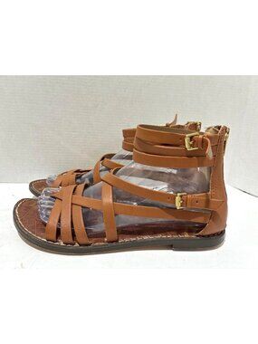 SAM EDELMAN 8.5 Brown Gallagher Gladiator Strappy Leather Sandal Women Brown